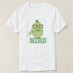 Schattige Groene Nerd Vogel T-shirt