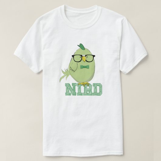 Schattige Groene Nerd Vogel T-shirt (Design voorkant)