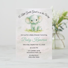 Schattige Groene Olifant Neutrale Baby Shower Kaart