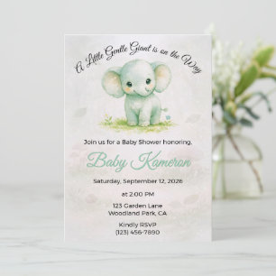 Schattige Groene Olifant Neutrale Baby Shower Kaart