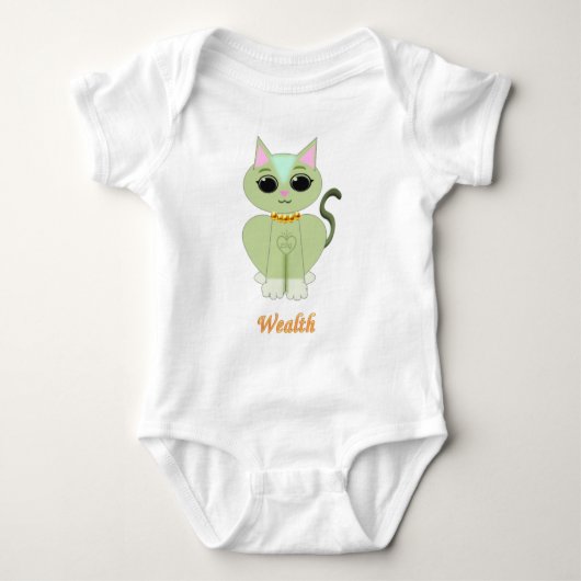 Schattige groene poes kat cartoon romper (Voorkant)