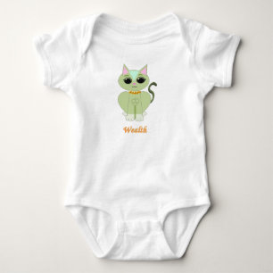 Schattige groene poes kat cartoon romper