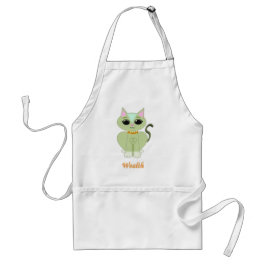 Schattige groene poes kat cartoon standaard schort