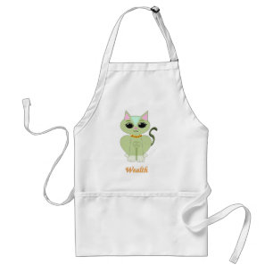 Schattige groene poes kat cartoon standaard schort