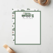 Schattige groene recycling vrachtwagen voertuigen  notitiekaartje (Voorkant / Achterkant in situ)
