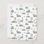 Schattige groene recycling vrachtwagen voertuigen  notitiekaartje (Achterkant)