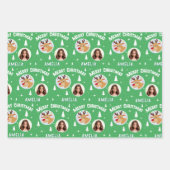 Schattige Groene Rendier Kind Naam Foto Kerstmis Inpakpapier Vel (Voorkant 2)