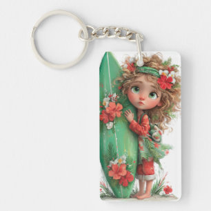 SCHATTIGE GROENE & RODE WHIMSICALE ZOMER MEISJES SLEUTELHANGER