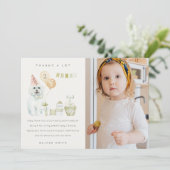 Schattige groene roestige hond verjaardagsfoto voo bedankkaart (Staand voorkant)