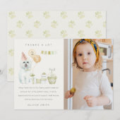 Schattige groene roestige hond verjaardagsfoto voo bedankkaart (Voorkant / Achterkant)