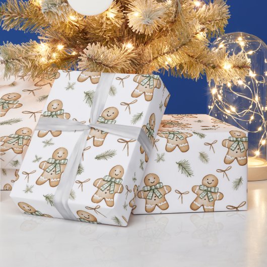 Schattige groene roompeperkoekjes Kerstmis Cadeaupapier (Feestdagen)