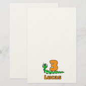 Schattige Groene Rups 3e Verjaardag Aangepaste Naa Briefpapier (Voorkant / Achterkant)