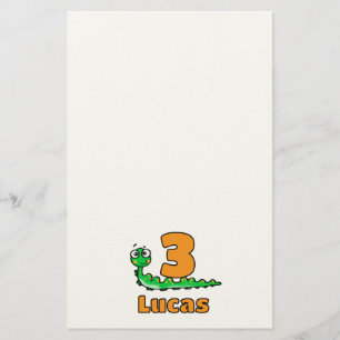 Schattige Groene Rups 3e Verjaardag Aangepaste Naa Briefpapier
