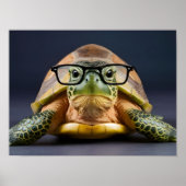 Schattige groene schildpad met bril poster (Voorkant)
