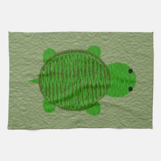 Schattige groene schildpad theedoek (Horizontaal)