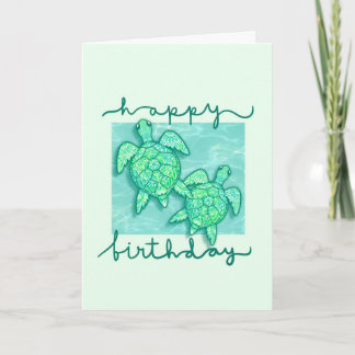 Schattige Groene Schildpadden Gelukkige Verjaardag Kaart