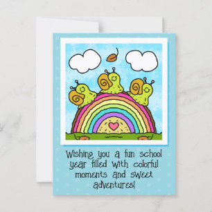 Schattige Groene Slakken Regenboogstam Terug Naar Briefkaart