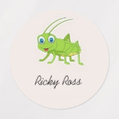 Schattige groene sprinkhaan paars labels (Design 2)