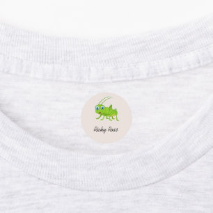 Schattige groene sprinkhaan paars labels