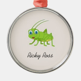Schattige groene sprinkhaan paars metalen ornament
