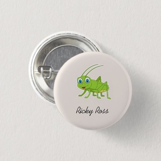 Schattige groene sprinkhaan paars ronde button 3,2 cm (Voorkant /achterkant)