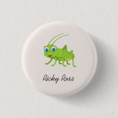 Schattige groene sprinkhaan paars ronde button 3,2 cm (Voorkant)