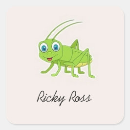 Schattige groene sprinkhaan paars vierkante sticker
