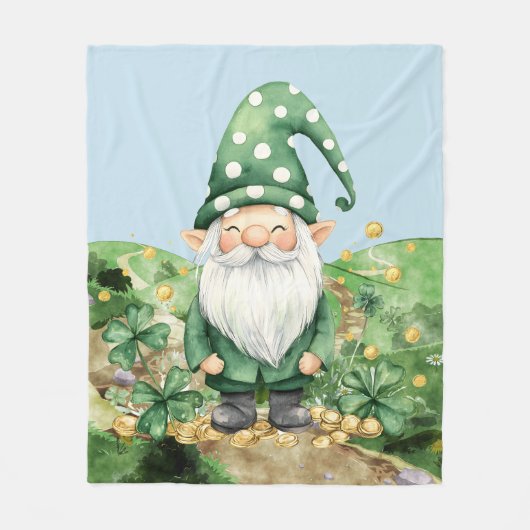 Schattige groene St. Patrick's Day Gnomes Fleece Deken (Voorkant)