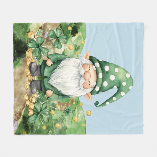 Schattige groene St. Patrick's Day Gnomes Fleece Deken (Voorkant (Horizontaal))