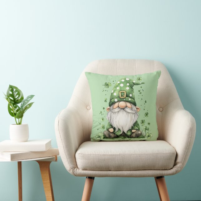 Schattige groene St. Patrick's Day Gnomes Gooi Pil Kussen (Stoel)
