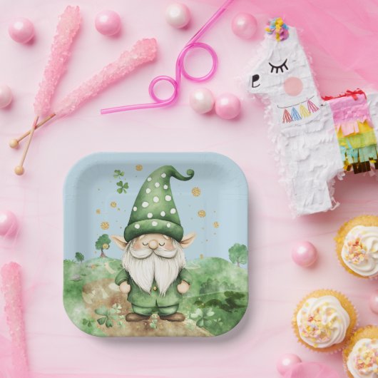 Schattige groene St. Patrick's Day Gnomes Papieren Bordje (Feest)