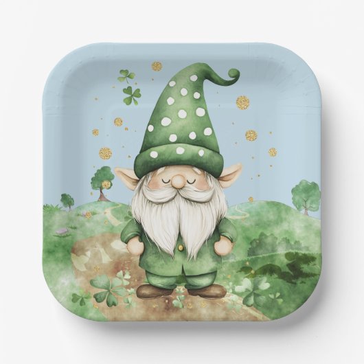 Schattige groene St. Patrick's Day Gnomes Papieren Bordje (Voorkant)