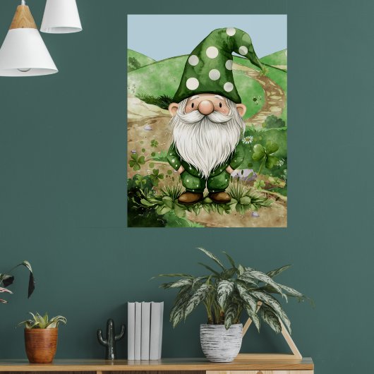 Schattige groene St. Patrick's Day Gnomes Poster (Woonkamer 1)