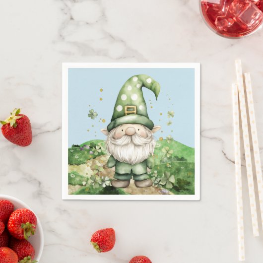 Schattige groene St. Patrick's Day Gnomes Servet (Insitu)