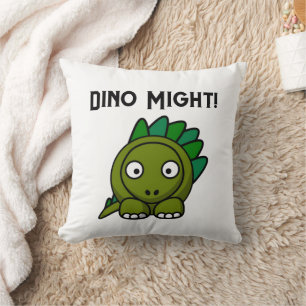 Schattige Groene Stegosaurus Cartoon met Leuke Din Kussen