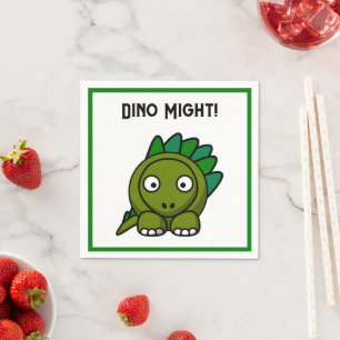 Schattige Groene Stegosaurus Cartoon met Leuke Din Servet