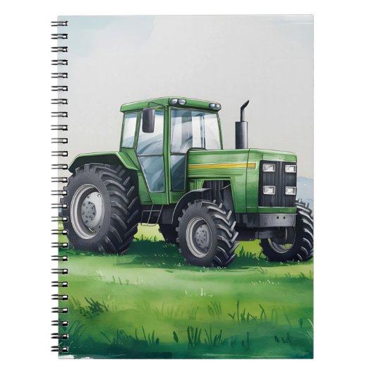 Schattige groene tractor boerderij waterverf kinde notitieboek (Voorkant)