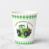 Schattige Groene Tractor Verjaardagsfeestje Papieren Bekers (Voorkant)