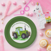 Schattige Groene Tractor Verjaardagsfeestje Papieren Bordje (Feest)