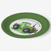 Schattige Groene Tractor Verjaardagsfeestje Papieren Bordje (Gekanteld)