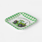 Schattige Groene Tractor Verjaardagsfeestje Papieren Bordje (Gebogen)