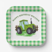 Schattige Groene Tractor Verjaardagsfeestje Papieren Bordje (Voorkant)