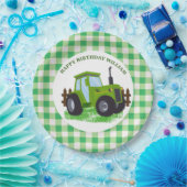 Schattige Groene Tractor Verjaardagsfeestje Papieren Bordje (Feest)