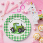 Schattige Groene Tractor Verjaardagsfeestje Papieren Bordje (Feest)
