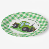 Schattige Groene Tractor Verjaardagsfeestje Papieren Bordje (Gekanteld)