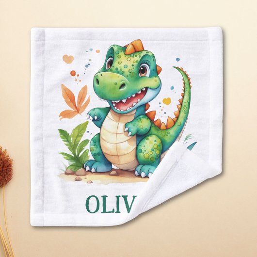 Schattige Groene Trex Dinosaurus Persoonlijk Washandje