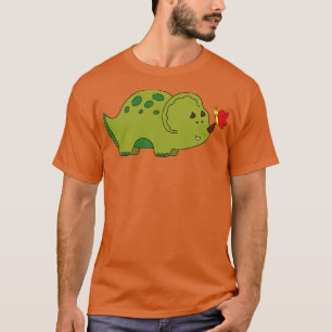 Schattige groene triceratops-dinosaurus met kleine t-shirt