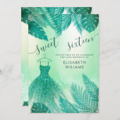 Schattige groene tropische bladeren zoet 16 kaart (Voorkant / Achterkant)