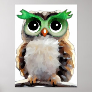Schattige Groene Uil Poster
