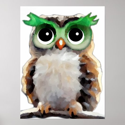 Schattige Groene Uil Poster (Voorkant)